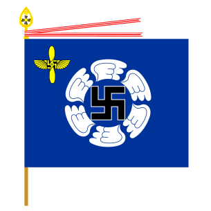 Joukko-osaston lipun on suunnitellut heraldikko Olof Eriksson. Ansioistaan sotalentäjien kouluttajana Lentosotakoulu on saanut lippuunsa Vapaudenristin ja siihen liittyvät nauhat. Kuva: Antti Isosalo.